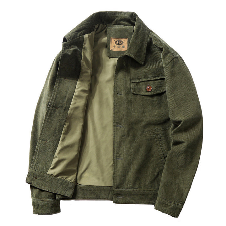 Herr Bomull Manchester Jacka i Worker Blouson med Ljus Foder