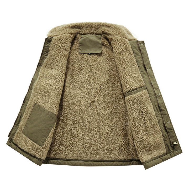 Herr Sleeveless Termisk Väst i Militär Stil med Teddyfoder och Stående Krage