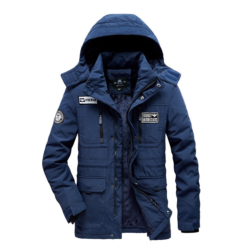 Herr Vadderad Fält Parka med Huva, Cozy Teddyfoder och Tactical Multi-Pockets