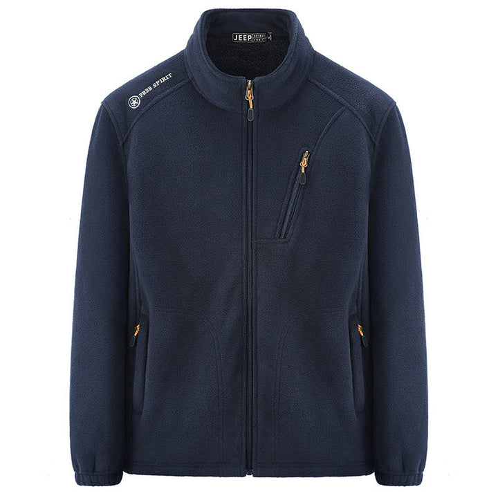 Herr Termisk Fleece Jacka med Sherpa Foder, Stående Krage och Zippered Fickor