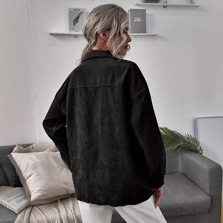Dam manchester overshirt med påsydda fickor och oversized skärning