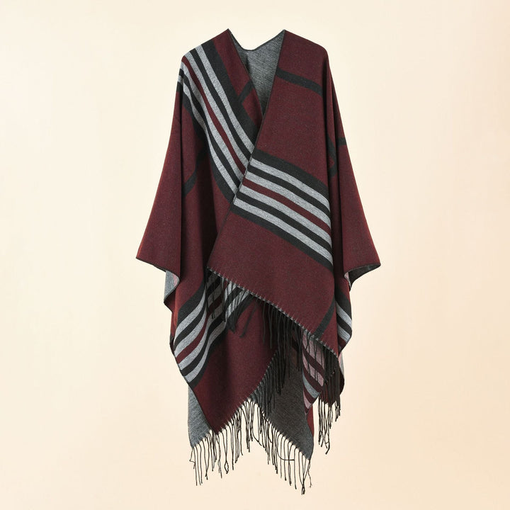 Dam Jacquard poncho med Paisley mönster