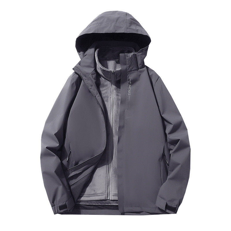 Herr three-lager vattentät utomhus softshelljacka med avtagbar fleece inner jacka