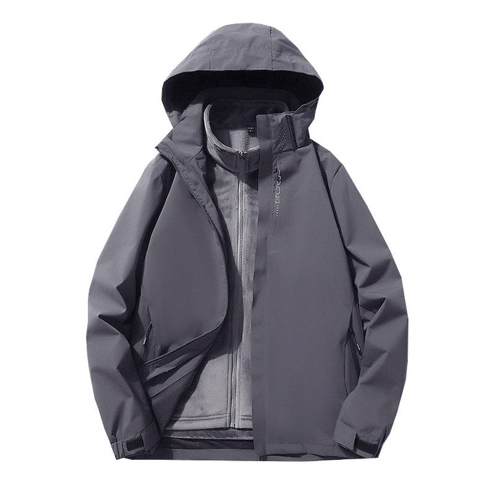Herr three-lager vattentät utomhus softshelljacka med avtagbar fleece inner jacka