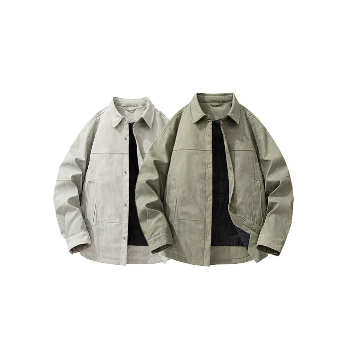 Herr Quiltad, Fodrad Canvas-Utility-Jacke med Tryckknappar