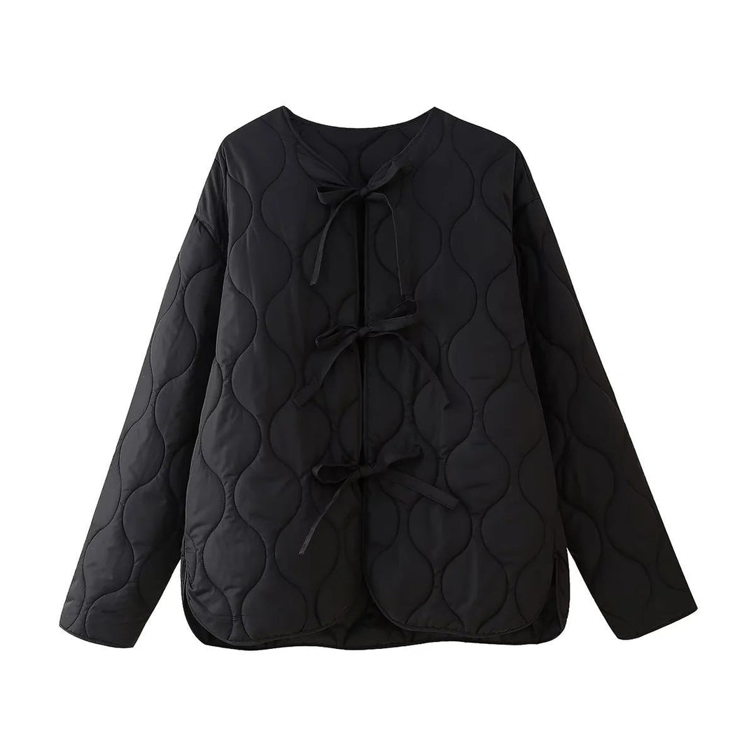 Dam Geometrisk Quiltad Oversized Liner Jacka utan Krage