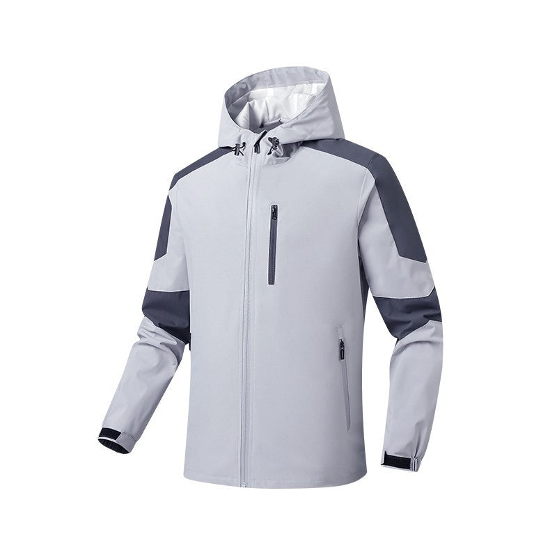 Herr Andningsbar Softshell-Hardshell Hybrid Jacka med Huva och Vattentät Dragkedjefickor