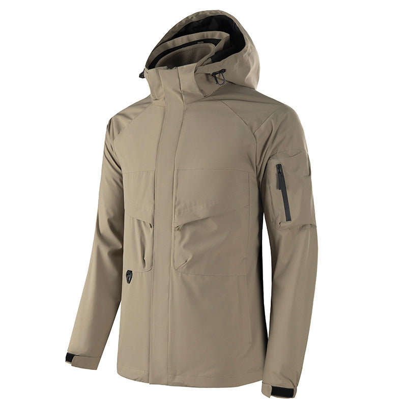Herr Vattentät Softshell Utomhus Jacka med Welded Sömmar, Tactical Bröstfickor och Justerbar Huva