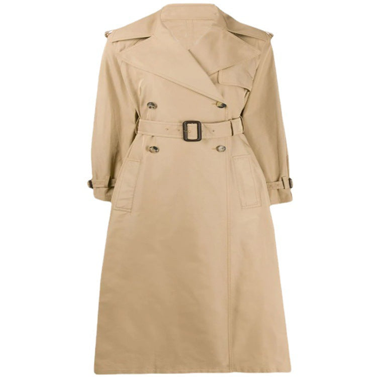 Dam Mid-length trenchcoat in A-line skärning med midjebälte och Epaulettes