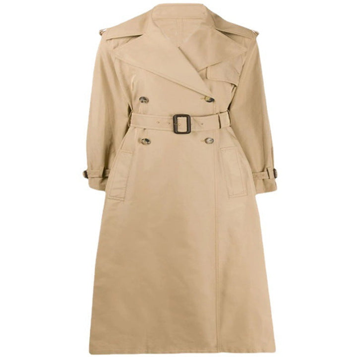 Dam Mid-length trenchcoat in A-line skärning med midjebälte och Epaulettes
