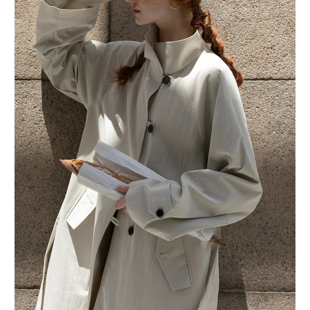 Dam lätt oversize trenchcoat med hög ståkrage, justerbar muddar &amp; Tied bälte