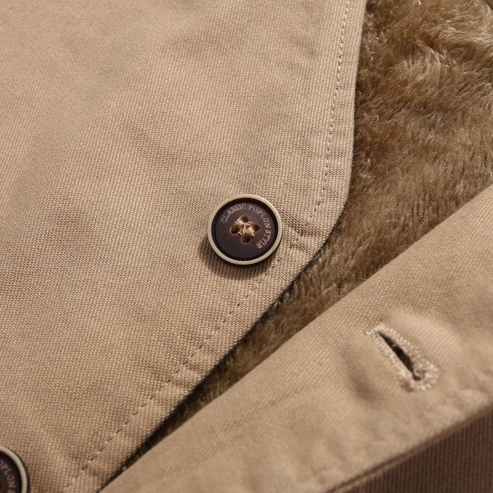Herr Vadderad Canvas Teddy Väst med Sherpa Foder och Flera Fickor