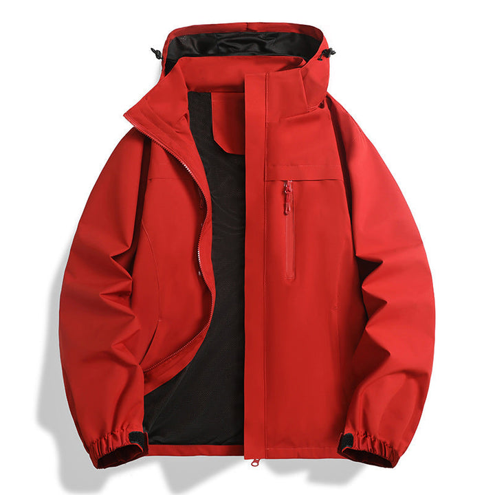 Herr vatten- och vindtät softshell utomhusjacka med huva, ventilerande meshfoder och bröst dragkedja