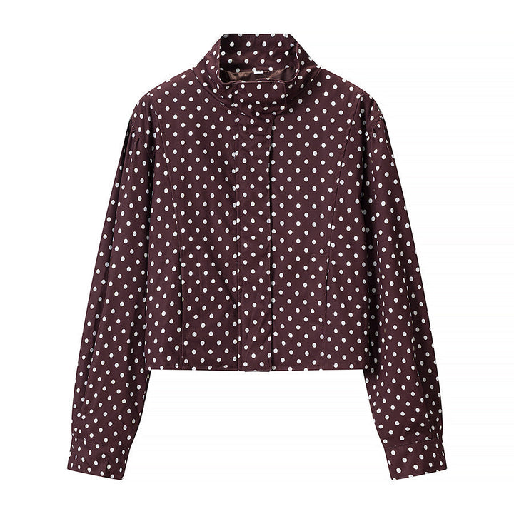 Dam Polka Dot kort jacka med Stand krage och dold Snap knappslå