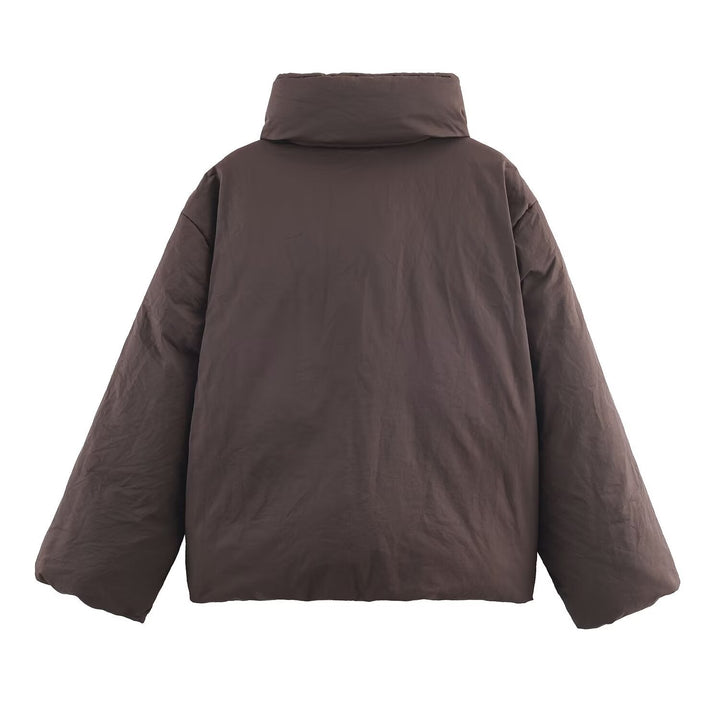 Dam Oversized Quiltad Jacka med Hög Ståkrage och Midjebälte