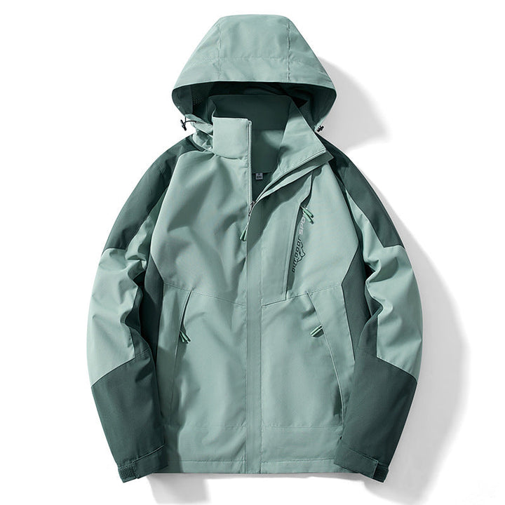 Herr Colorblock softshell Trekker Jacka med huva, dold dragkedjas och sidofickor