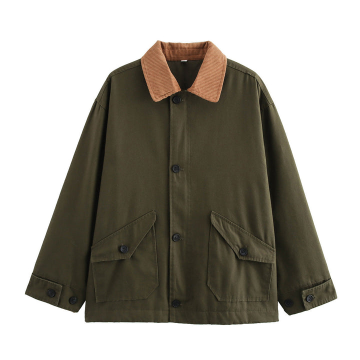 Dam oversized utility jacka med manchester krage, påsydda fickor och button closure
