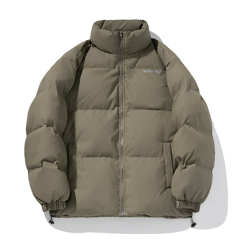 Unisex Klassisk Skärning Quiltad Down Look Jacka med Hög Stå Krage och Drawstring Nederkant