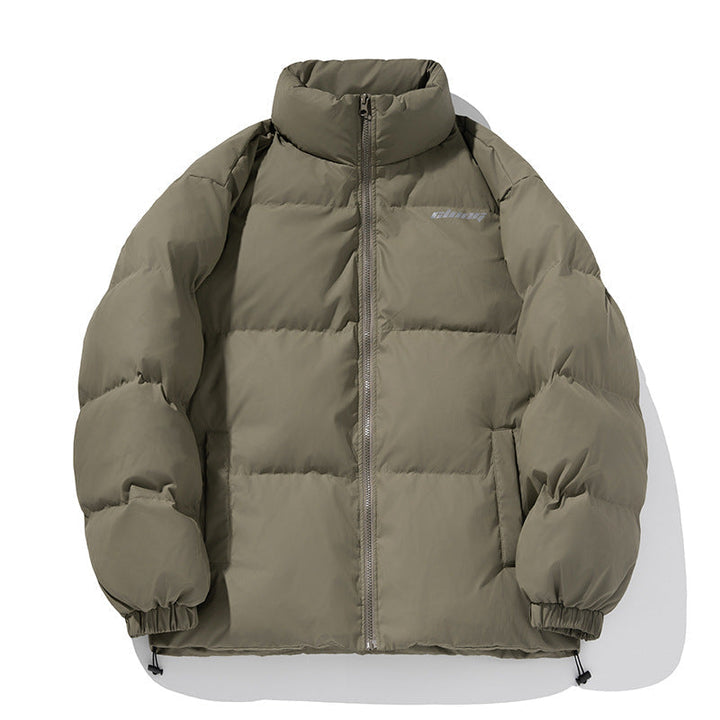 Unisex Klassisk Skärning Quiltad Down Look Jacka med Hög Stå Krage och Drawstring Nederkant