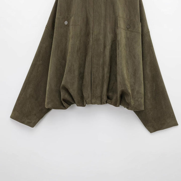 Dam Kort Oversize Jacka i Cape Look med Balloon-Shaped Nederkant