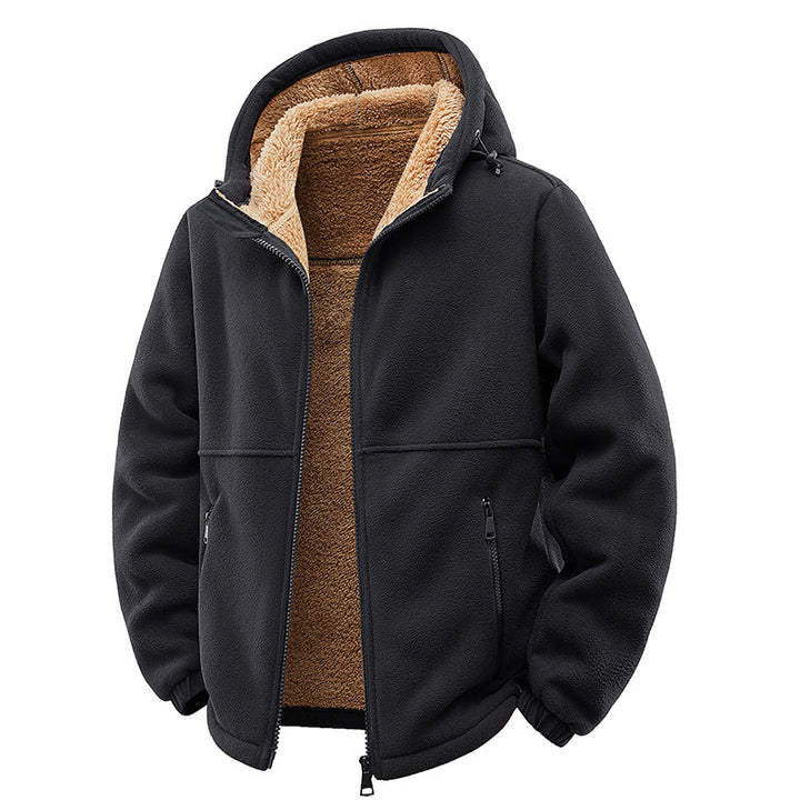 Herr Vadderad Teddy Fleece Luvtröja med Tvåvägsdragkedja &amp; Fickor med Dragkedja
