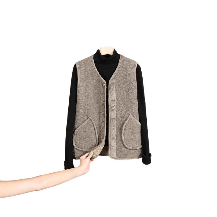 Dam Sleeveless Thermofleece väst med knäppning och Round fickor