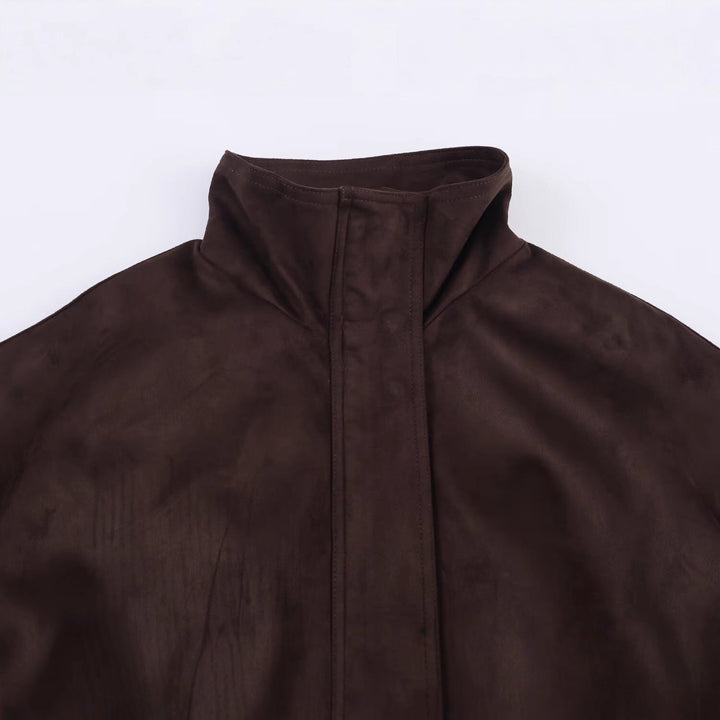 Dam oversize sammet jacka med hög ståkrage och Elastic fåll