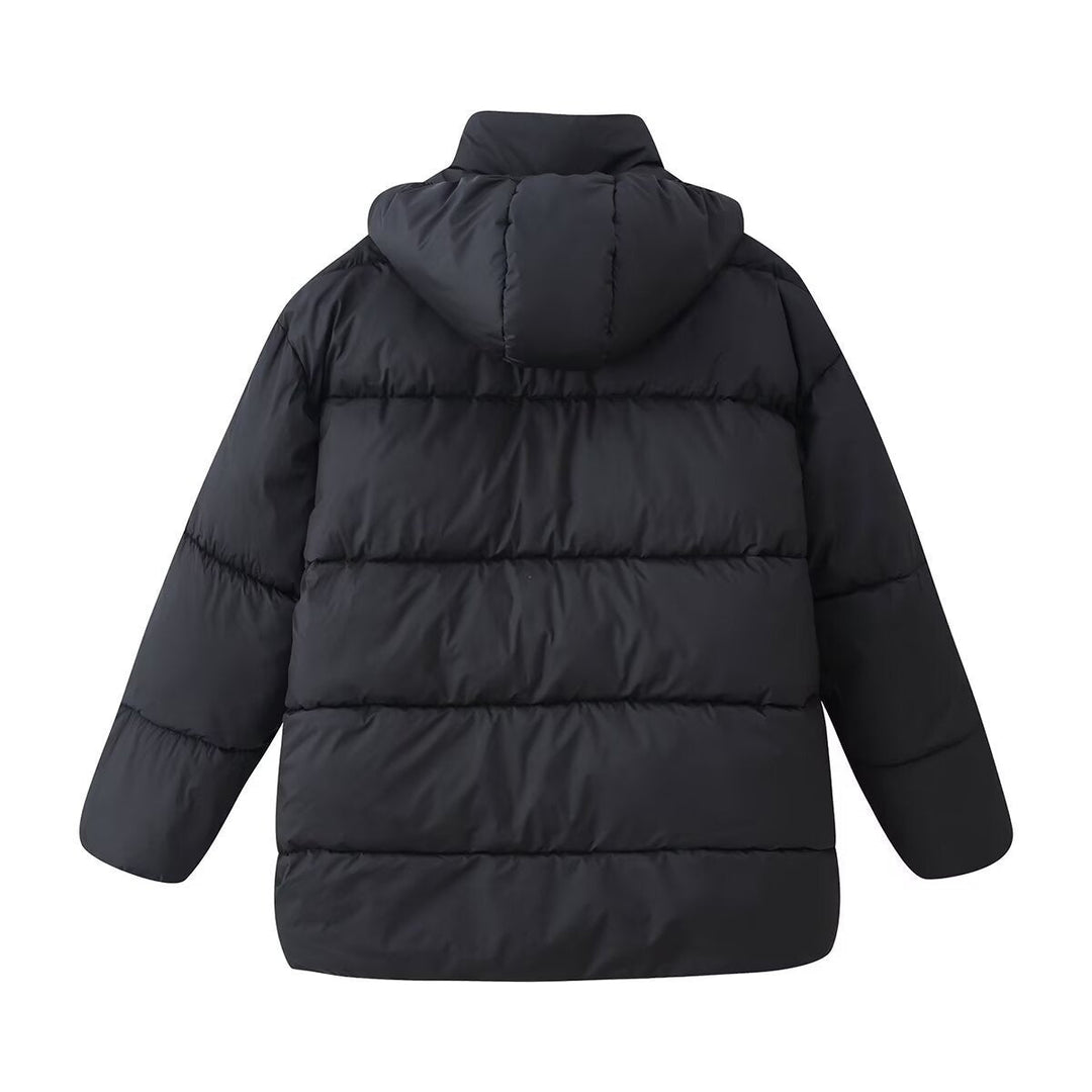 Dam Oversized Vadderad Kappa med Huva och Quiltad Termisk Filling