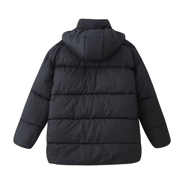 Dam Oversized Vadderad Kappa med Huva och Quiltad Termisk Filling