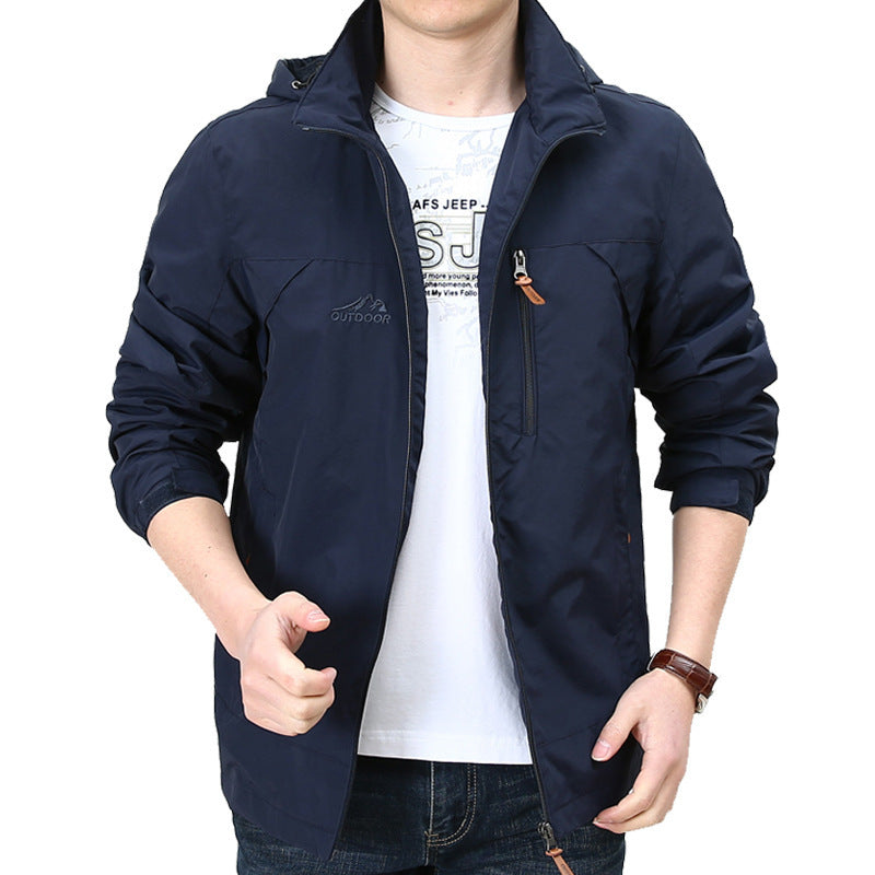 Herr Lätt Vindskyddande Nylon Blouson med Ståkrage och Bröst Dragkedja Ficka