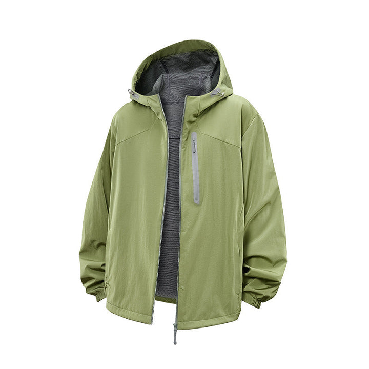 Herr Lätt med Huva Vindjacka med Water-Repellent Membrane och Reflective Fickor med Dragkedja