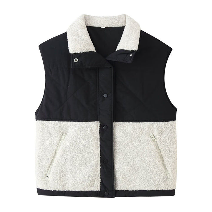 Dam Quiltad Väst med Teddy Fleece Insert, Ståkrage och Dragkedja Fickor