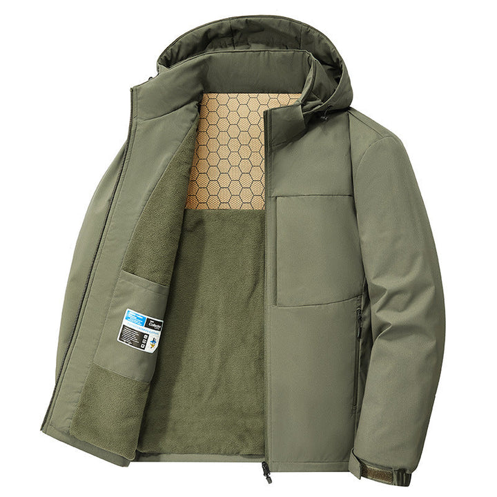 Herr Isolerad med Huva Vinter Jacka med Fleece Foder, Thermo Heat Panel &amp; Concealed Dragkedja