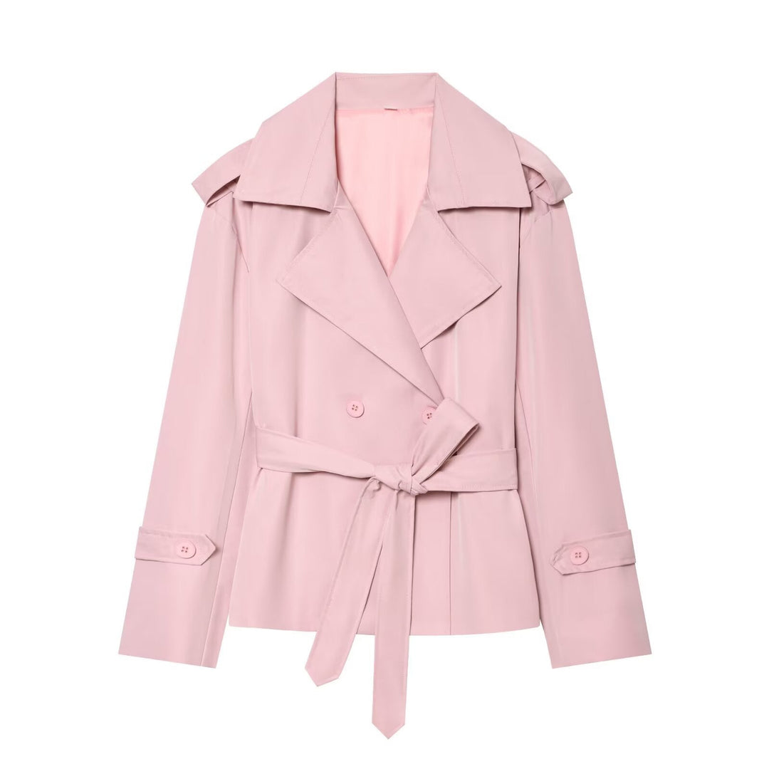 Dam Lightly Tailored Trenchcoat med Belt, Epaulettes och Satin Foder