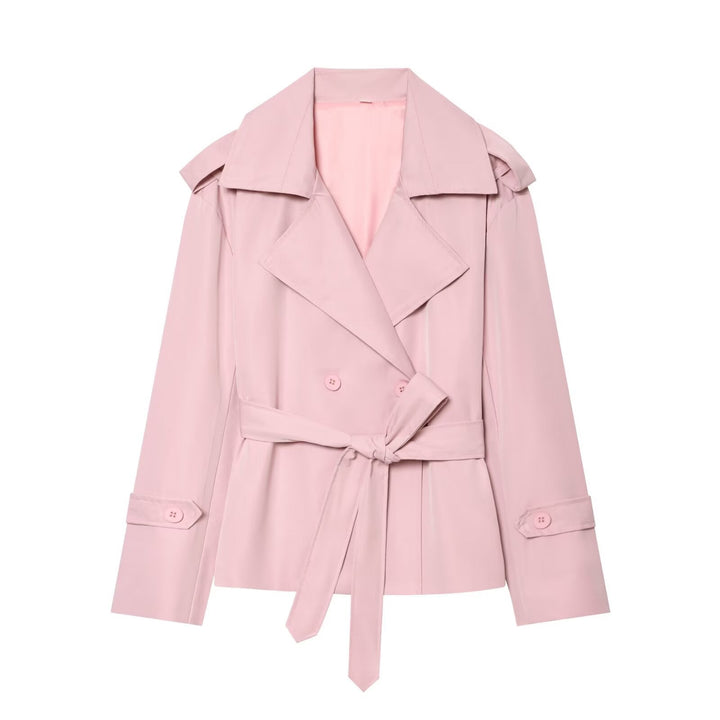 Dam Lightly Tailored Trenchcoat med Belt, Epaulettes och Satin Foder