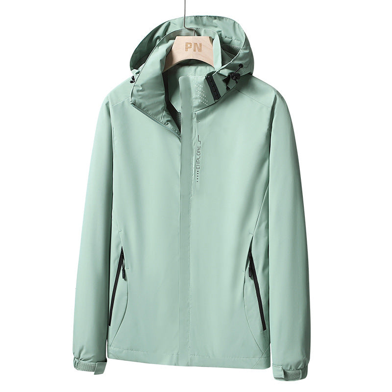 Herr Vattentät Softshell Jacka med Huva, Dragkedja Fickor och Justerbar Muddar