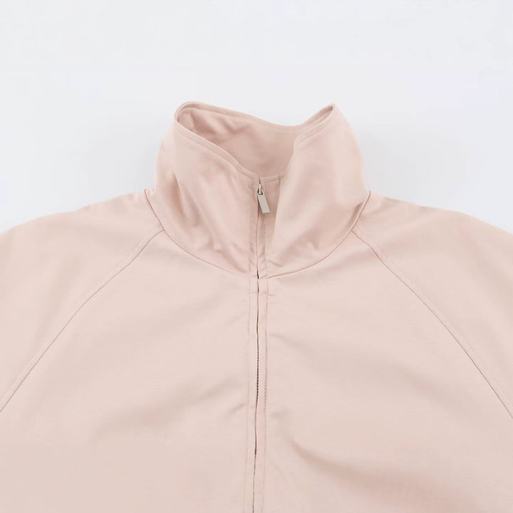 Dam Boxig Kort Blouson med Hög Stå Krage och Dragkedja