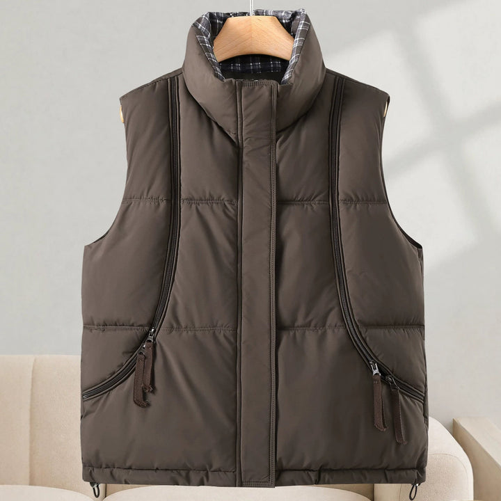 Dam Sleeveless Thermal väst med High Stand krage och Visible Vertical Zippers