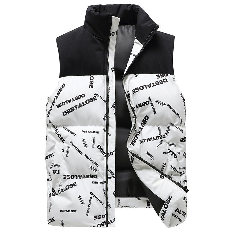 Herr Urban Quiltad Puffer Väst med Hög Krage, Kontrast Axel Section och Heltäckande Logo Tryck