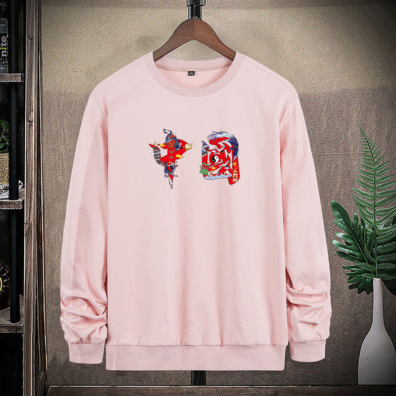 Herr Round Neck College-Tröja med Detailed Graphic Tryck