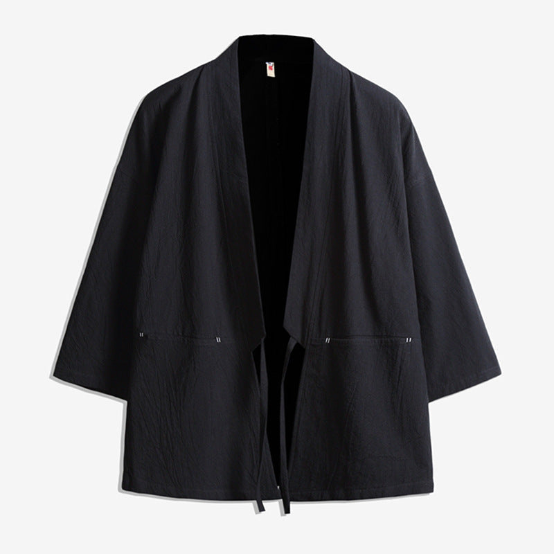 Unisex kimono jacka in oversize skärning gjord lätt bomull blend med knytband