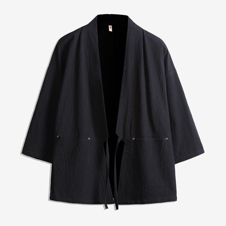 Unisex kimono jacka in oversize skärning gjord lätt bomull blend med knytband