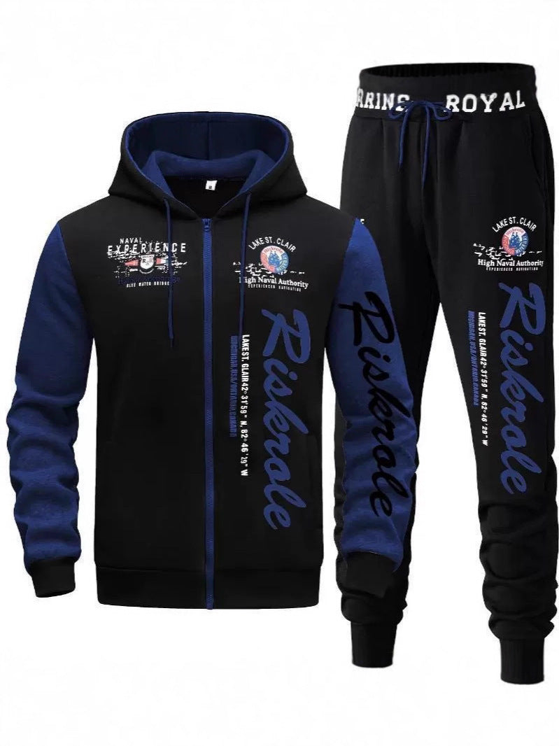 Herr Sportig Luvtröja och Jogging Byxor Set