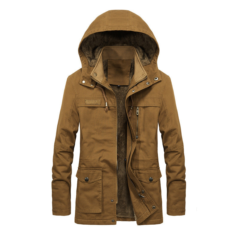 Herr Termisk Canvas Parka med Teddy Fleecefoder och Vind Lock