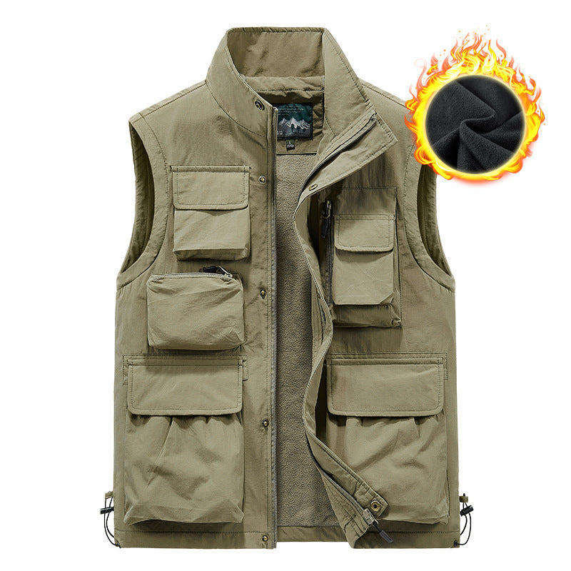 Herr Multifunctional Utomhus Väst med Teddy Fleecefoder och Numerous Fickor