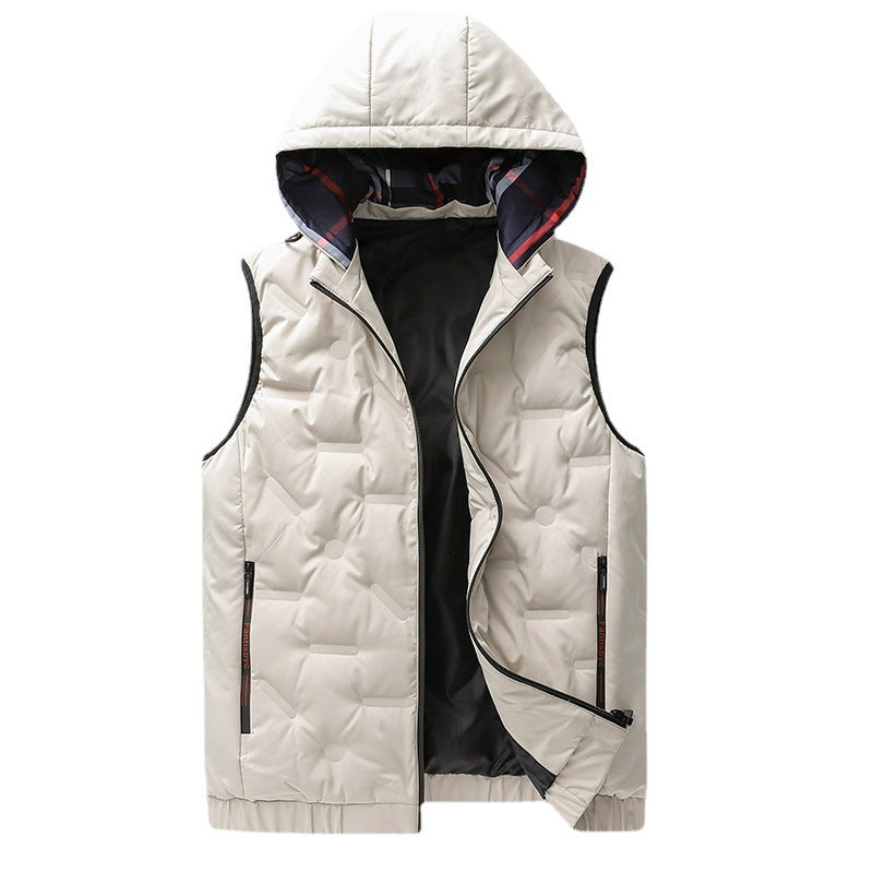 Herr Quiltad Sleeveless med Huva Väst med Thermo Isolering