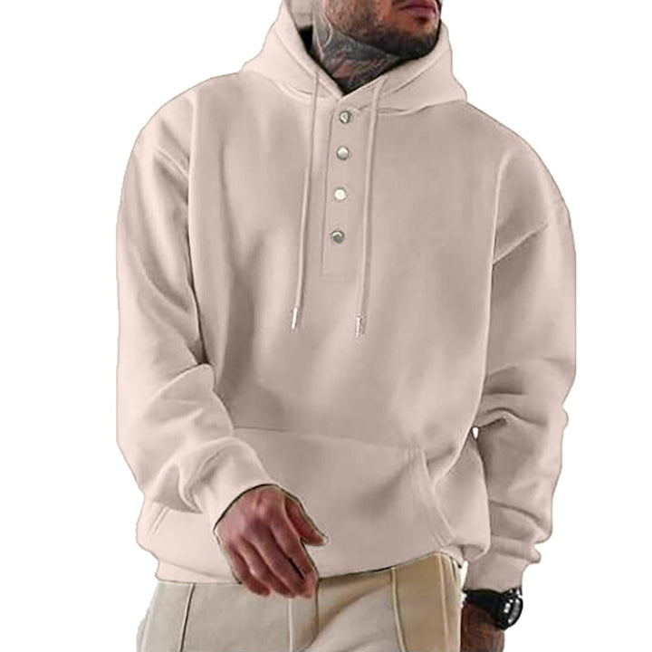 Herr Luvtröja med Henley Knapplist och Känguruficka EB