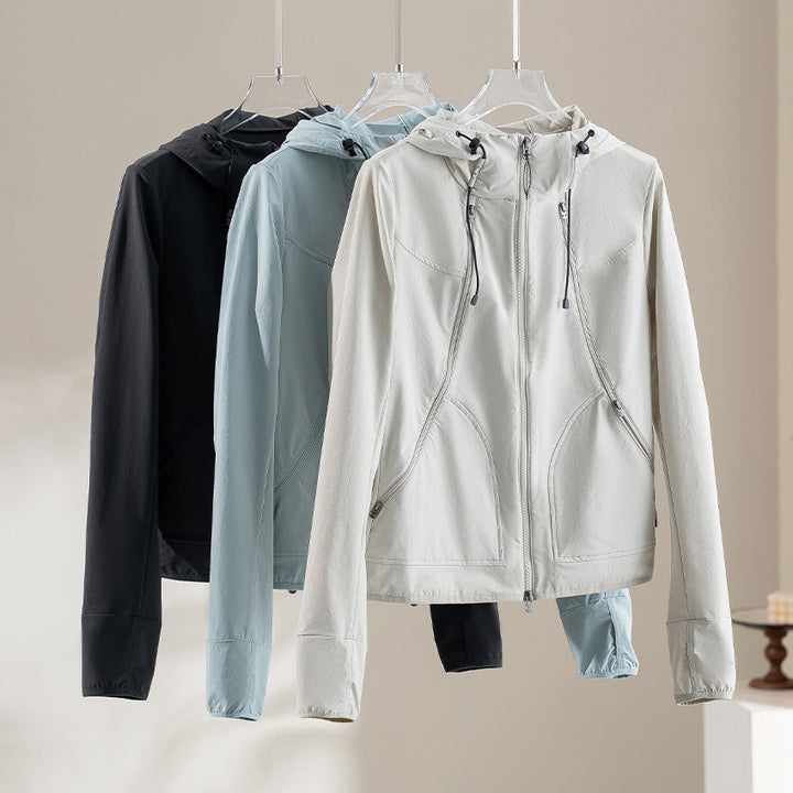 Dam lätt softshell utomhusjacka med huva och två-Way dragkedja
