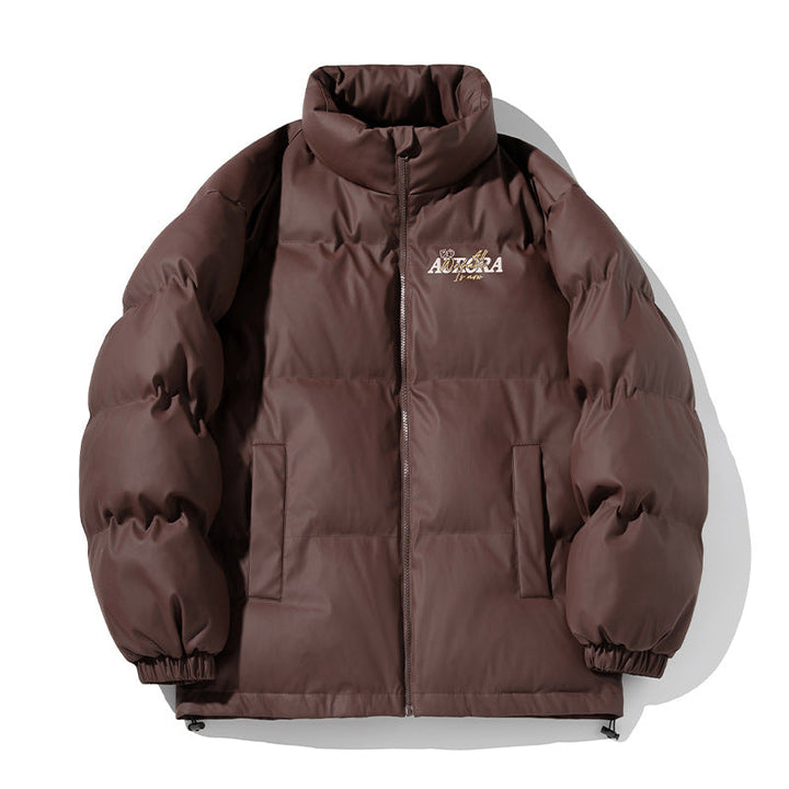 Unisex Isolerad Vadderad Jacka i Minimalistisk Boxig Skärning med Hög Stå Krage, Dold Dragkedja, och Drawstring Nederkant