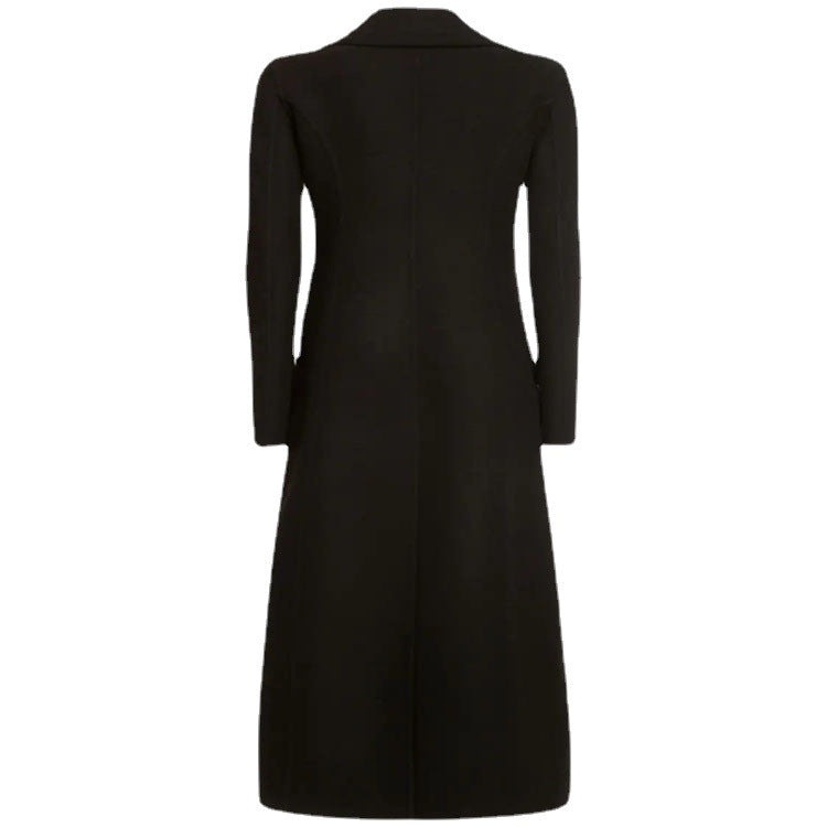 Dam elegant Floor-Length ullblandning lång kappa in Clean-skärning Double Breasted med Textured Shoulder Part
